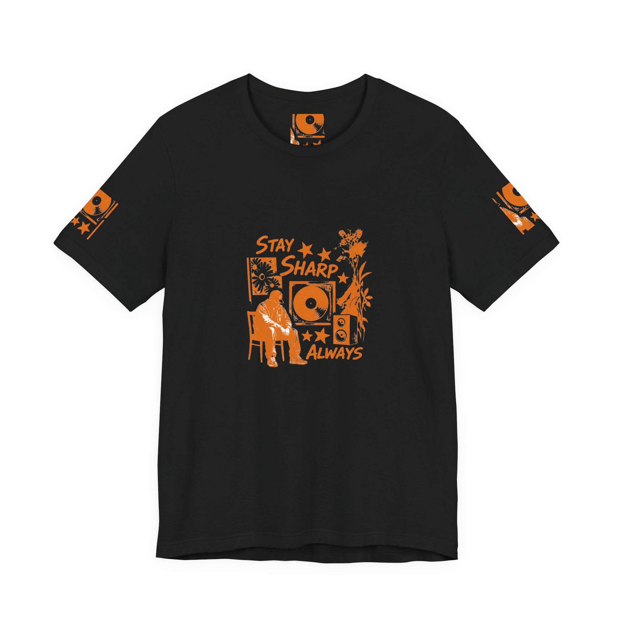 White Stay Sharp Always streetwear T-shirt with a bold graphic
