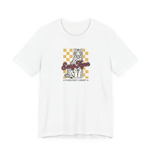 Easy Tiger Fearlessly Lowkey graphic T-shirt with retro tiger artwork