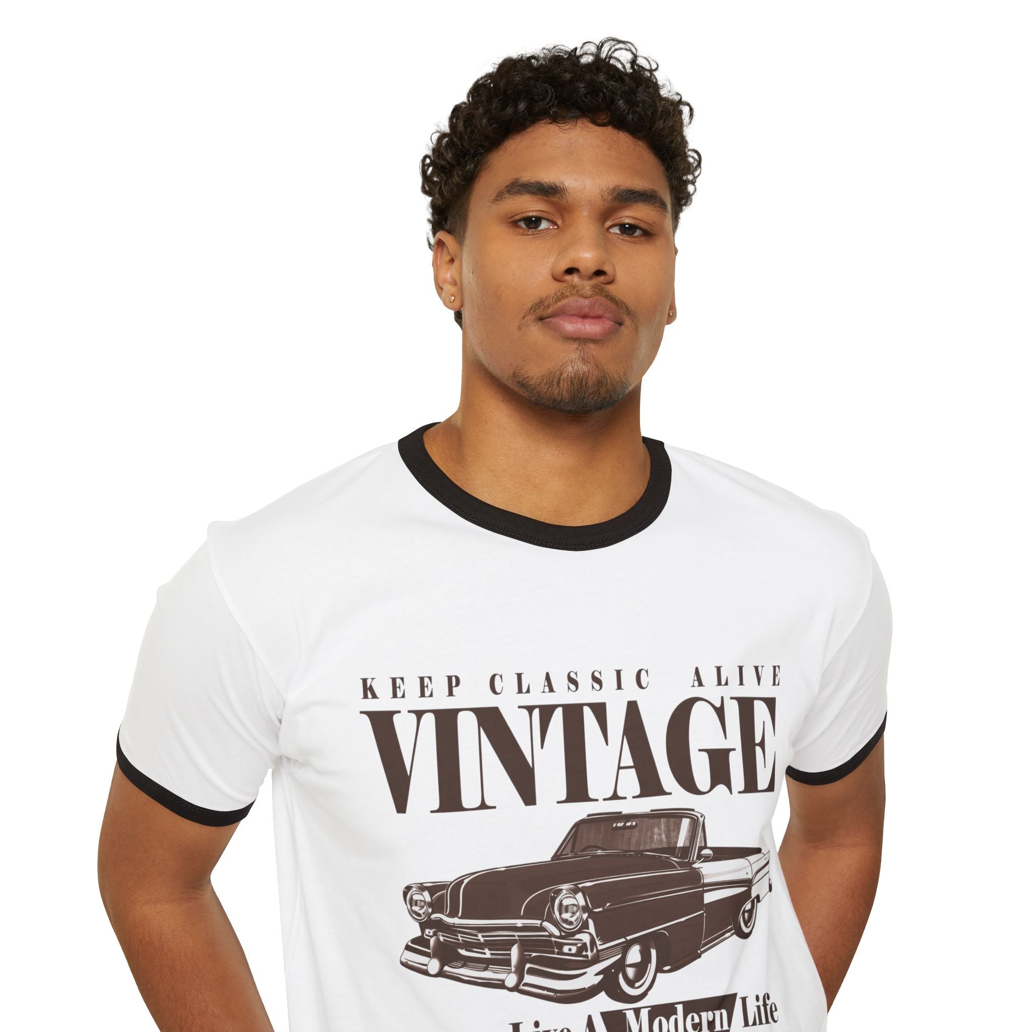 Vintage Classic Car Ringer T-Shirt — "Keep Classic Alive" Retro Auto Tee