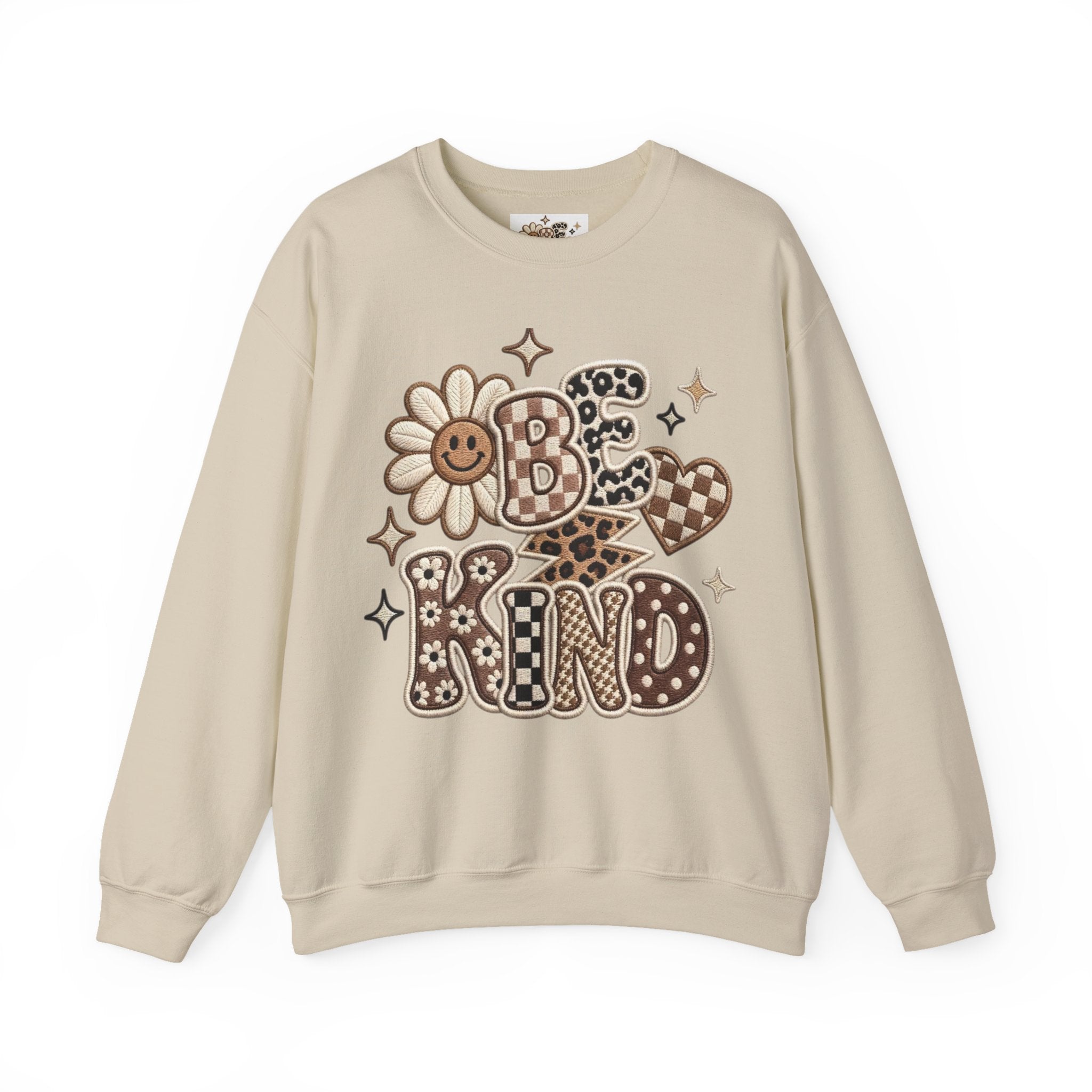 Be Kind Floral Crewneck Sweatshirt — Retro Daisy Positive Message