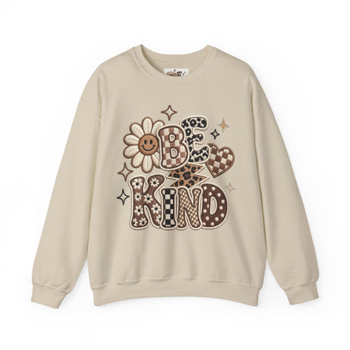 Be Kind Floral Crewneck Sweatshirt — Retro Daisy Positive Message