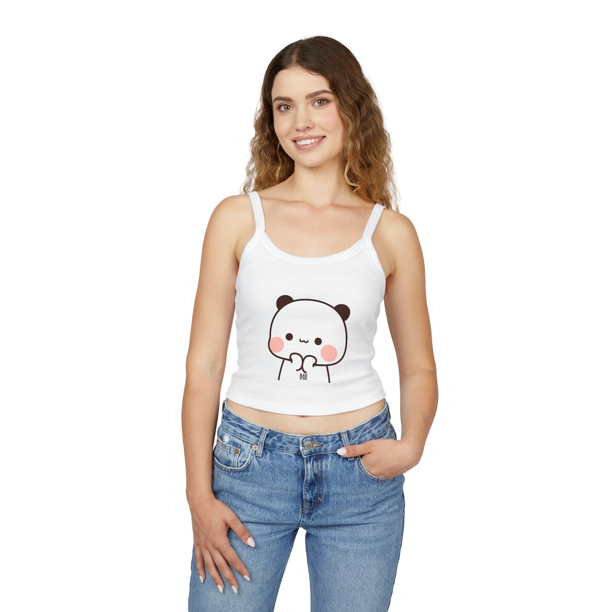 Cute Panda Heart Crop Tank Top — Kawaii Spaghetti Strap Top